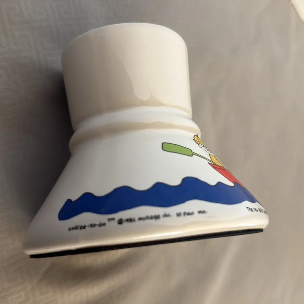 Vintage The No-Spill Captain’s Mug Coffee To Go Cartoon Fisherman Fishing 1982